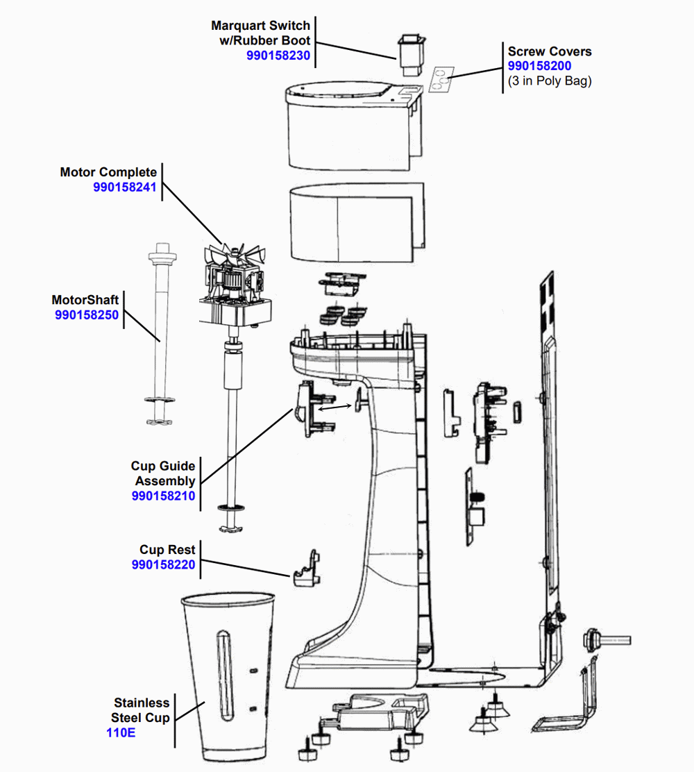 Diagram Diagram and Parts List for 60200-CE  Hamilton Beach Drink Mixer